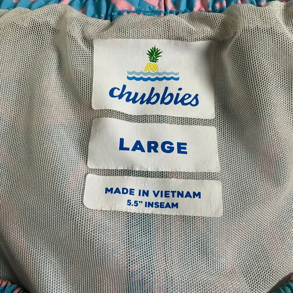 Chubbies Men's Swim Trunks Shorts Pineapple Print Blue‎ Pink Large L